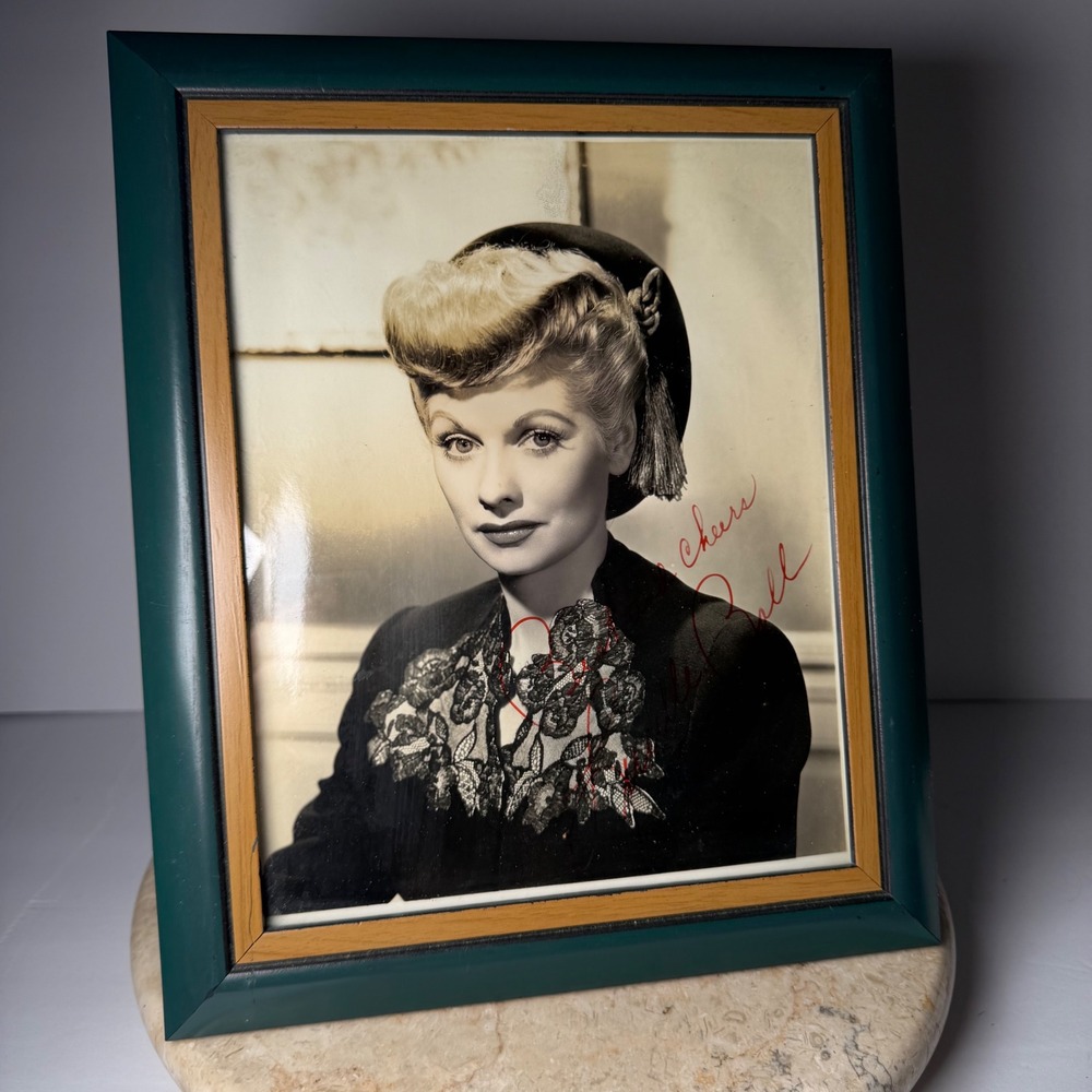 SIGNED Lucille Ball Vintage Framed 8"x10" Photo Print Black White Autograph Rare